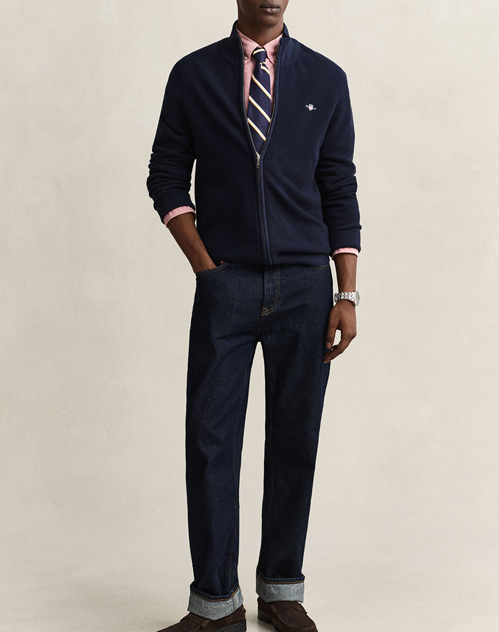 GANT ПЛЕТЕНА ЖИЛЕТКА MICRO TEXTURED COTTON ZIP CARDIGAN
