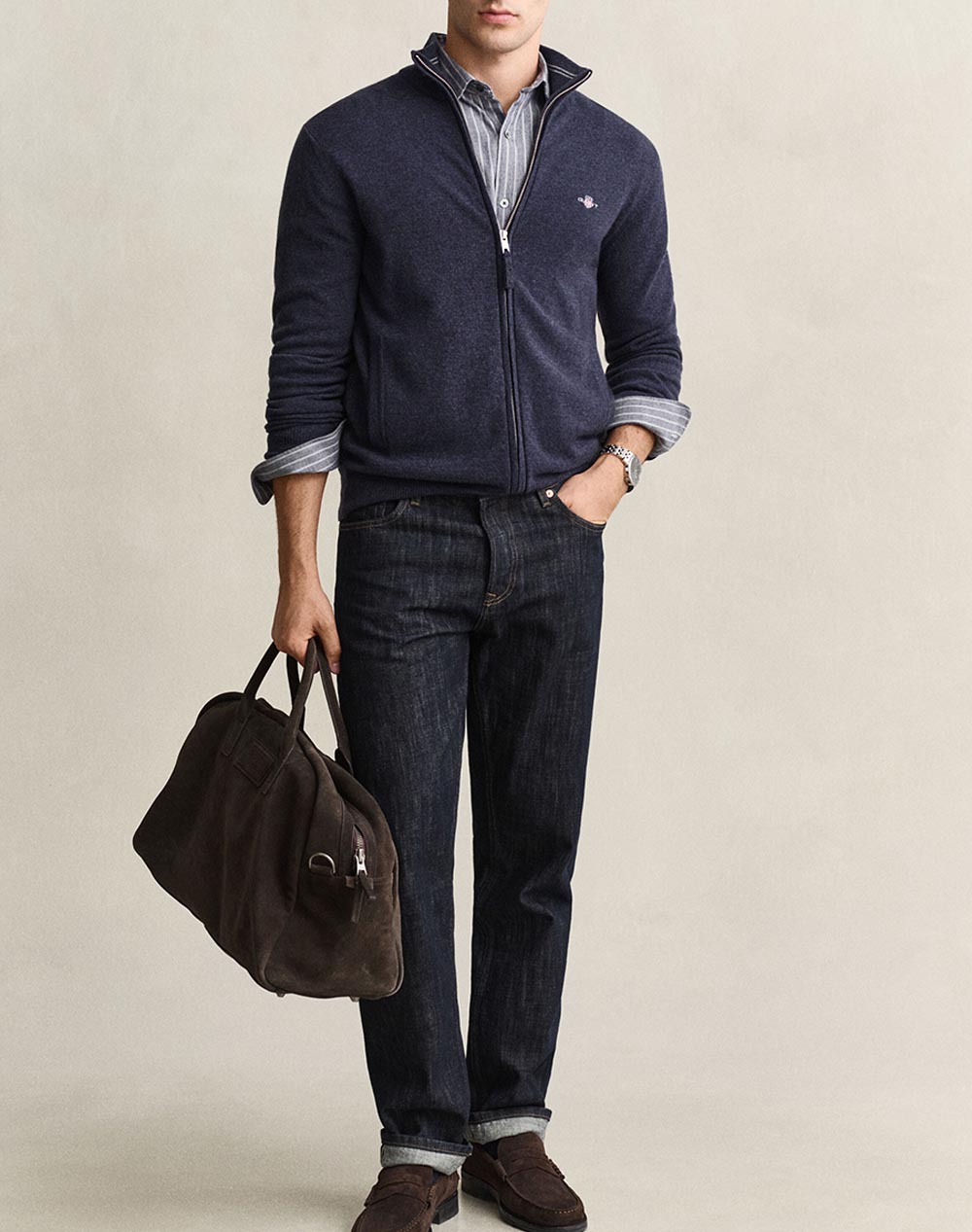 GANT ПЛЕТЕНА ЖИЛЕТКА SUPERFINE LAMBSWOOL ZIP CARDIGAN