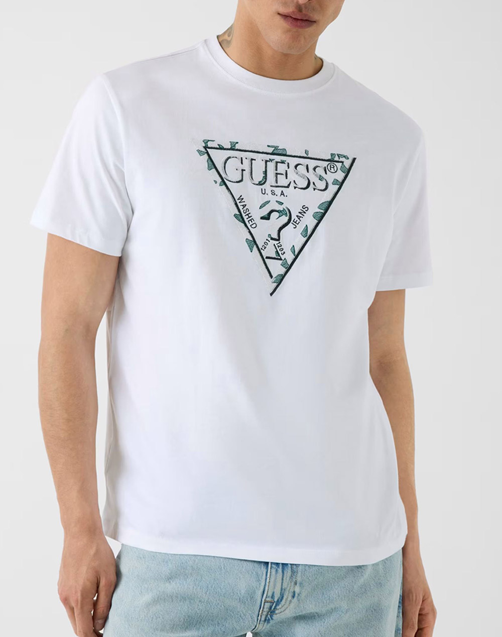 GUESS CN SS TRIANGLE LEAVES EMBROIDE БЛУЗА M