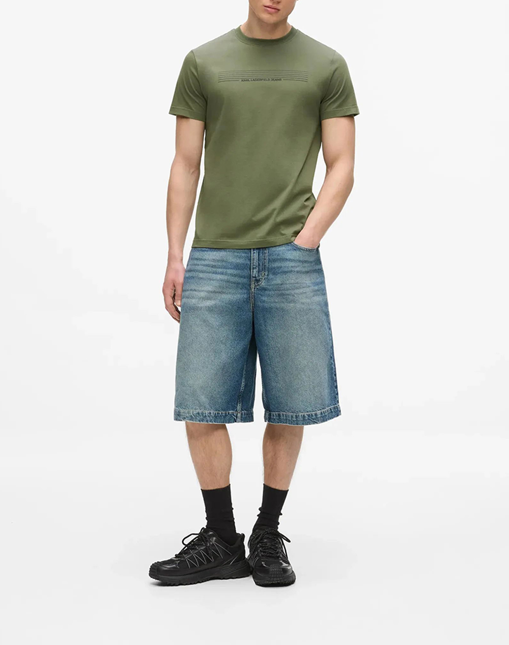 KARL LAGERFELD JEANS KLJ SLIM STRIPES LOGO TEE