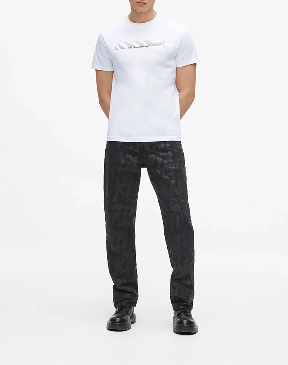 KARL LAGERFELD JEANS KLJ SLIM STRIPES LOGO TEE