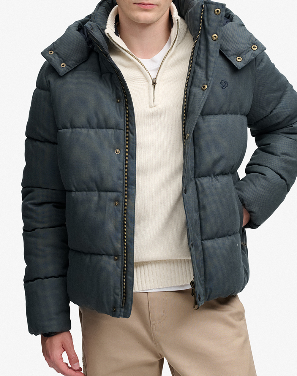 SUPERDRY PREMIUM HOOD CHECK PUFFER JKT МЪЖКО ЯКЕ