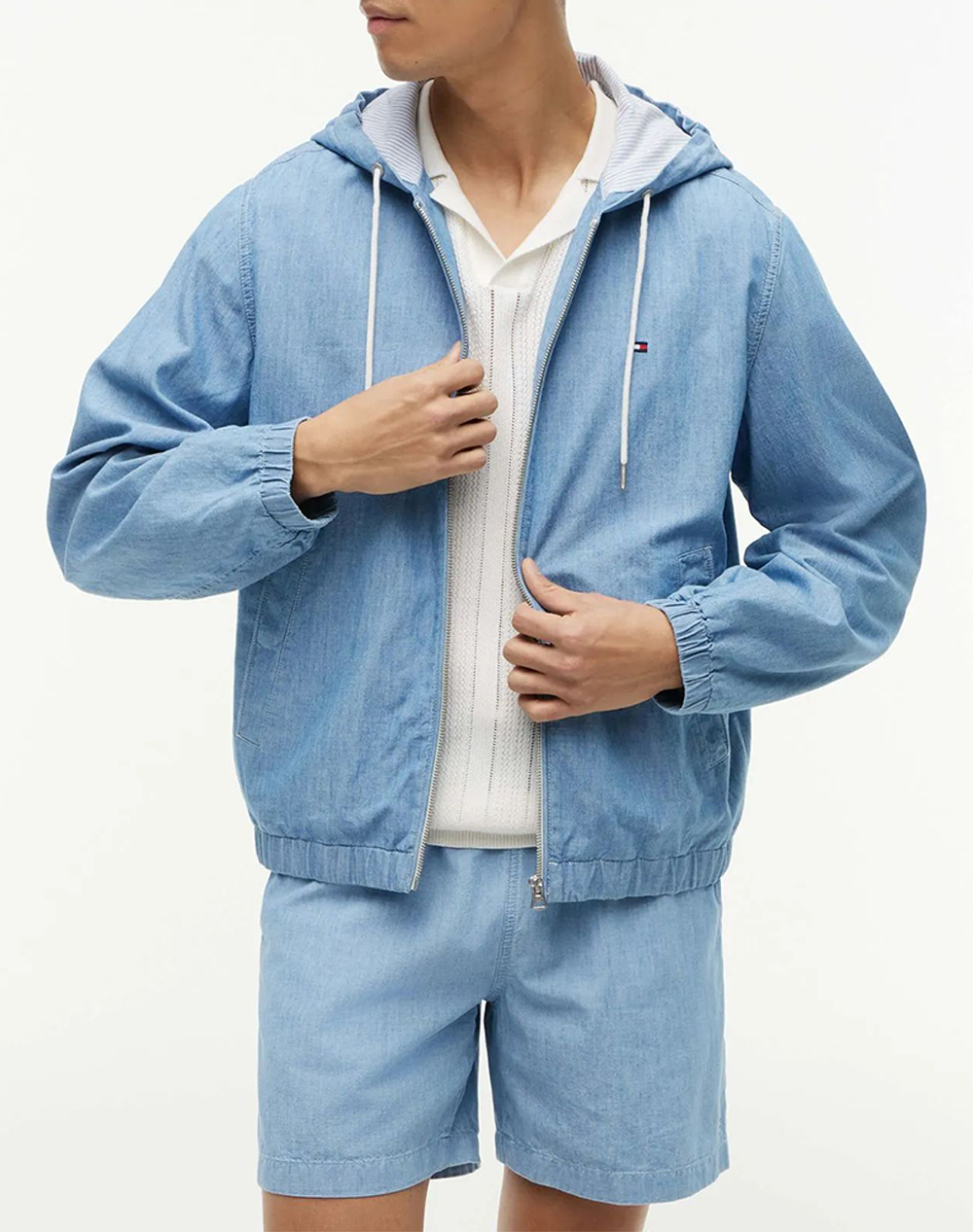 TOMMY HILFIGER CHAMBRAY HOODED JACKET