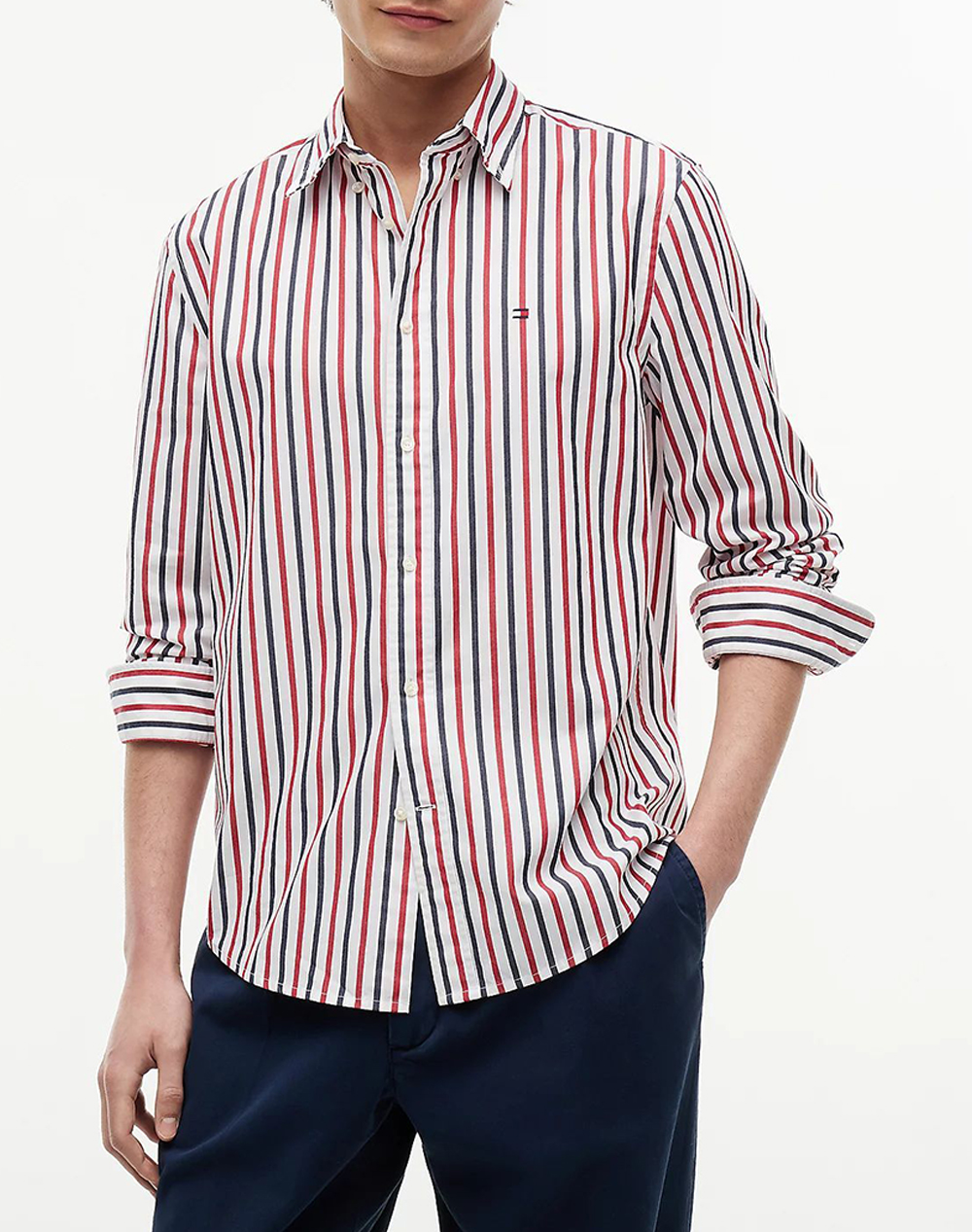 TOMMY HILFIGER FLEX POPLIN SEASONAL STRIPE SHT