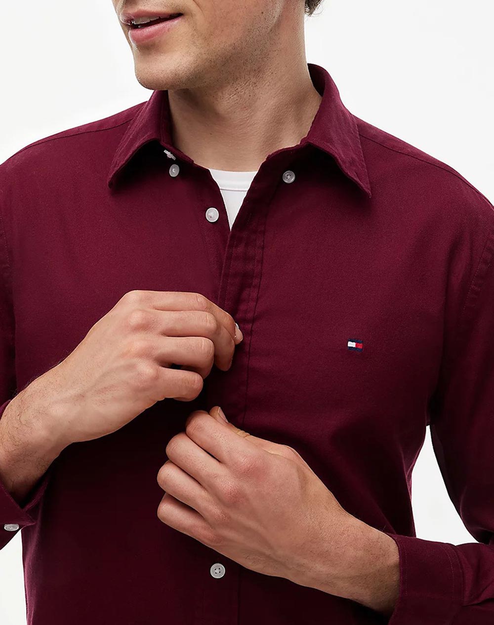 TOMMY HILFIGER FLEX FLANNEL SOLID RF SHIRT