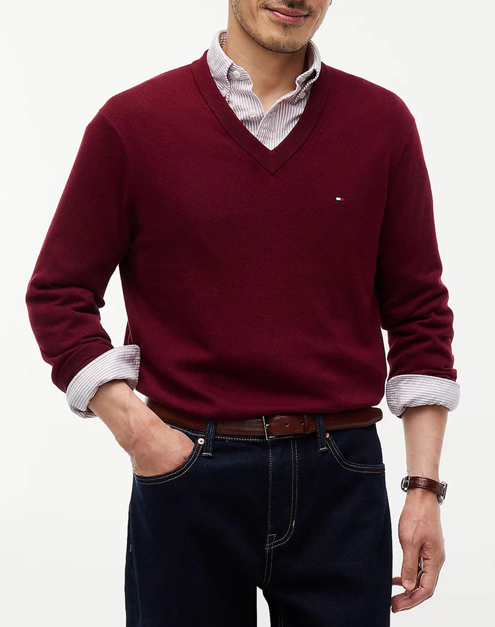 TOMMY HILFIGER PIMA ORG CTN CASHMERE V NECK