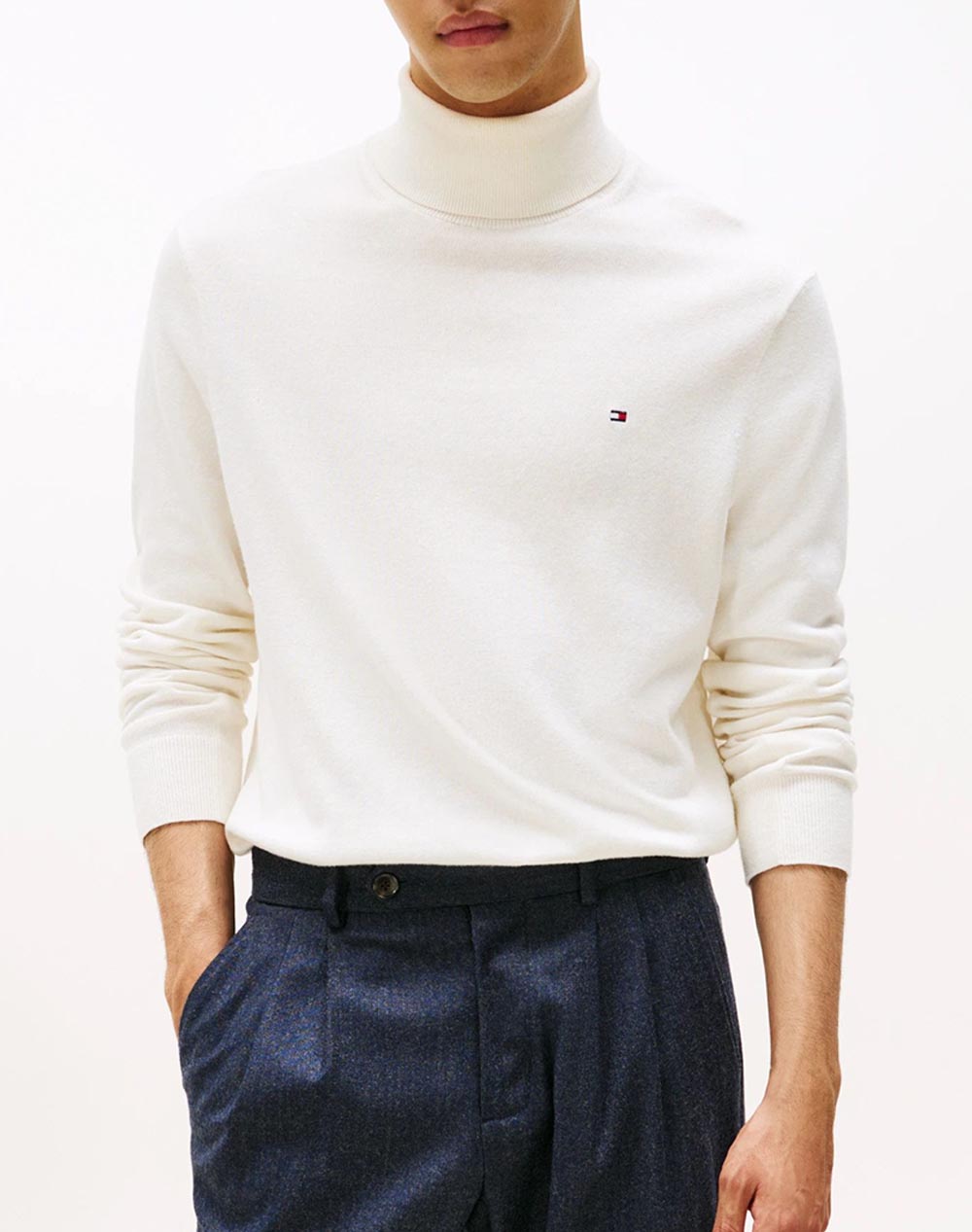TOMMY HILFIGER PIMA ORG CTN CASHMERE ROLL NECK