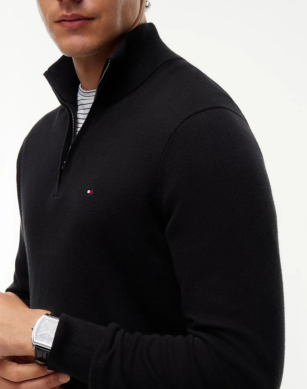 TOMMY HILFIGER PIMA ORG CTN CASHMERE ZIP MOCK