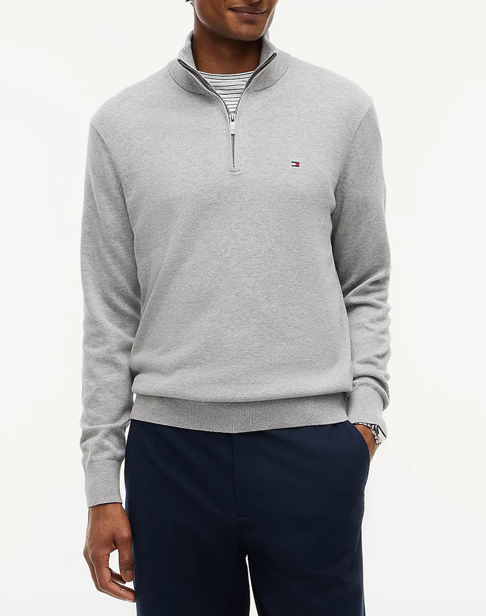 TOMMY HILFIGER PIMA ORG CTN CASHMERE ZIP MOCK