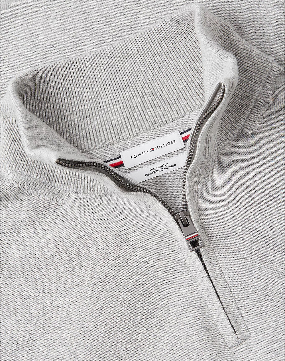 TOMMY HILFIGER PIMA ORG CTN CASHMERE ZIP MOCK