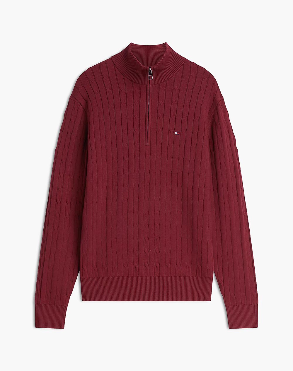 TOMMY HILFIGER CLASSIC COTTON CABLE ZIP MOCK