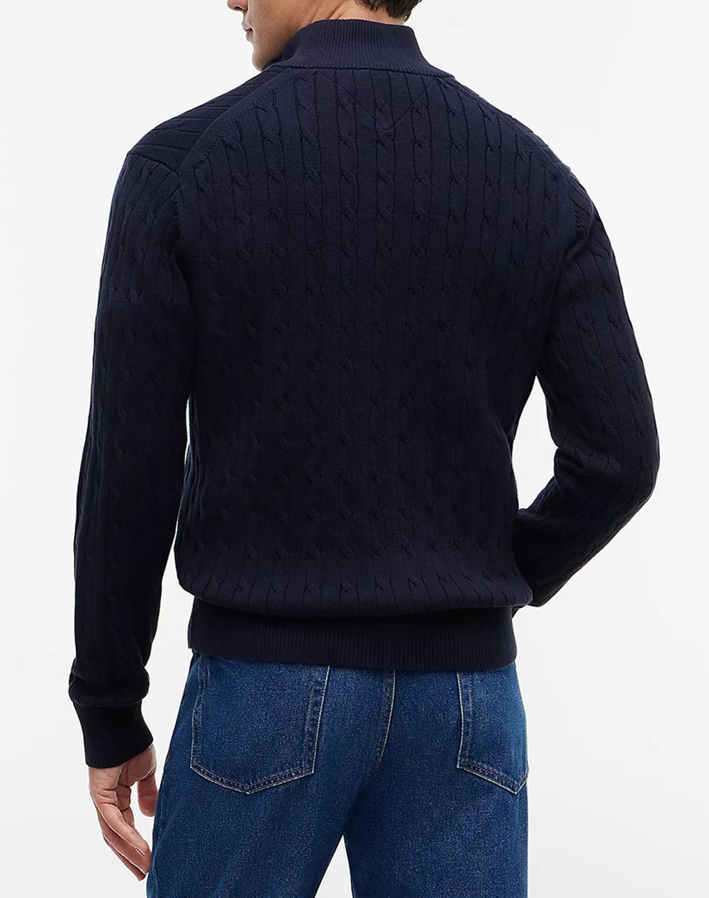 TOMMY HILFIGER CLASSIC COTTON CABLE ZIP MOCK