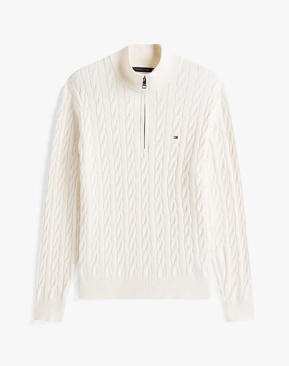 TOMMY HILFIGER CLASSIC COTTON CABLE ZIP MOCK
