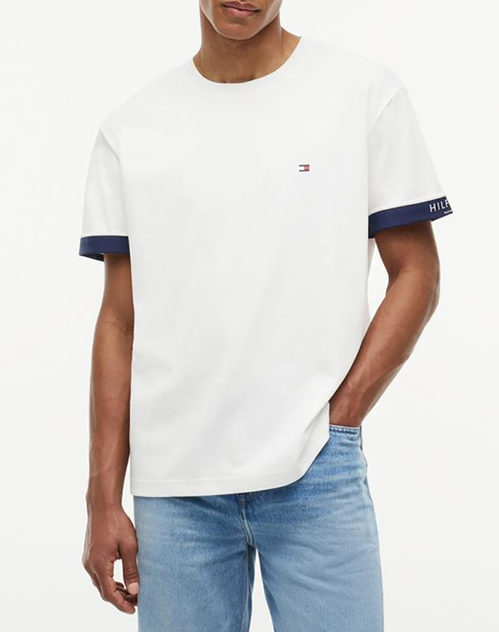 TOMMY HILFIGER SAIL MIX MEDIA CUFF REGULAR TEE