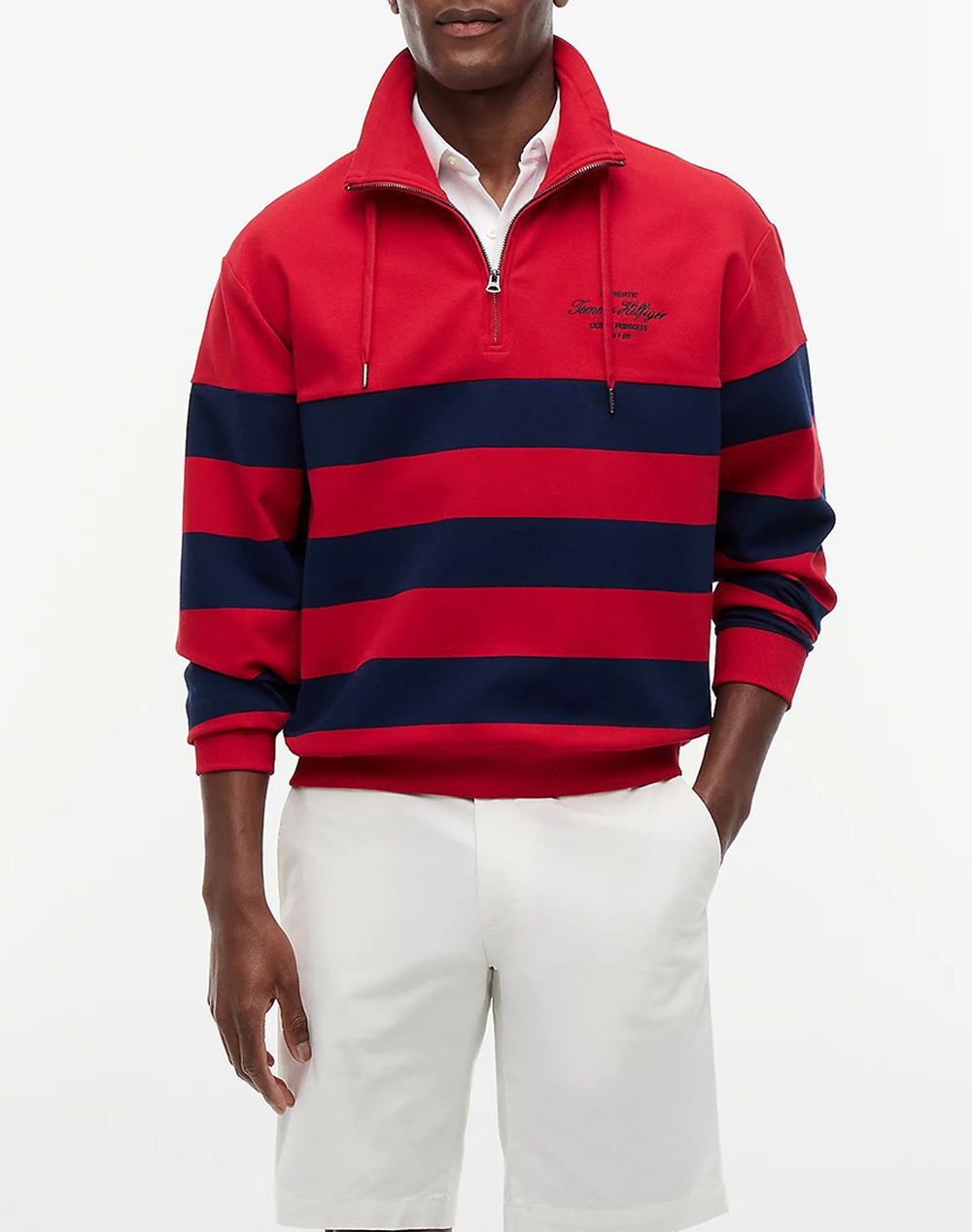 TOMMY HILFIGER NAUTICAL BLOCK STRIPE 1/4 ZIP