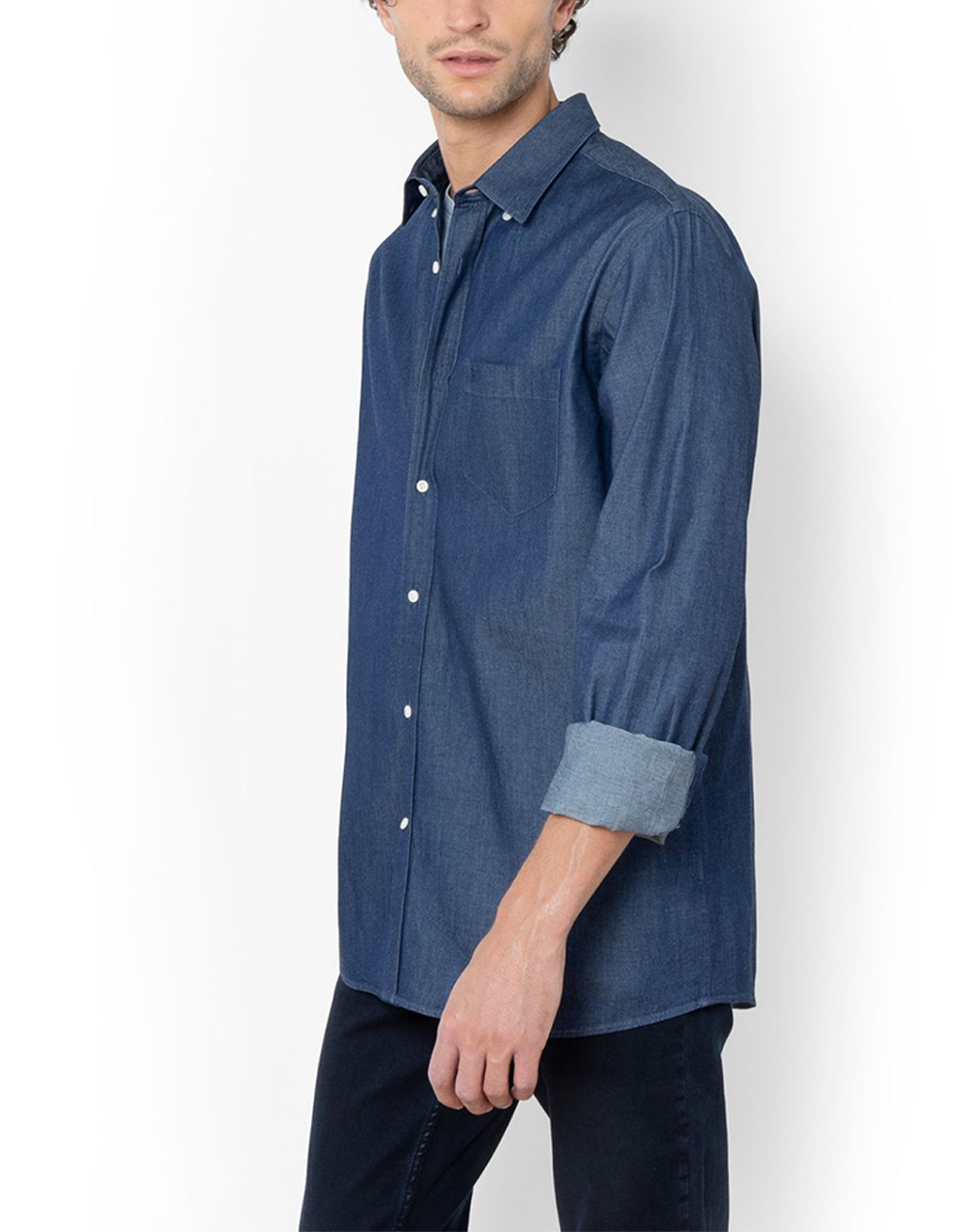 THE BOSTONIANS РИЗА DENIM REGULAR FIT Plain DENIM Button-down Regular Fit