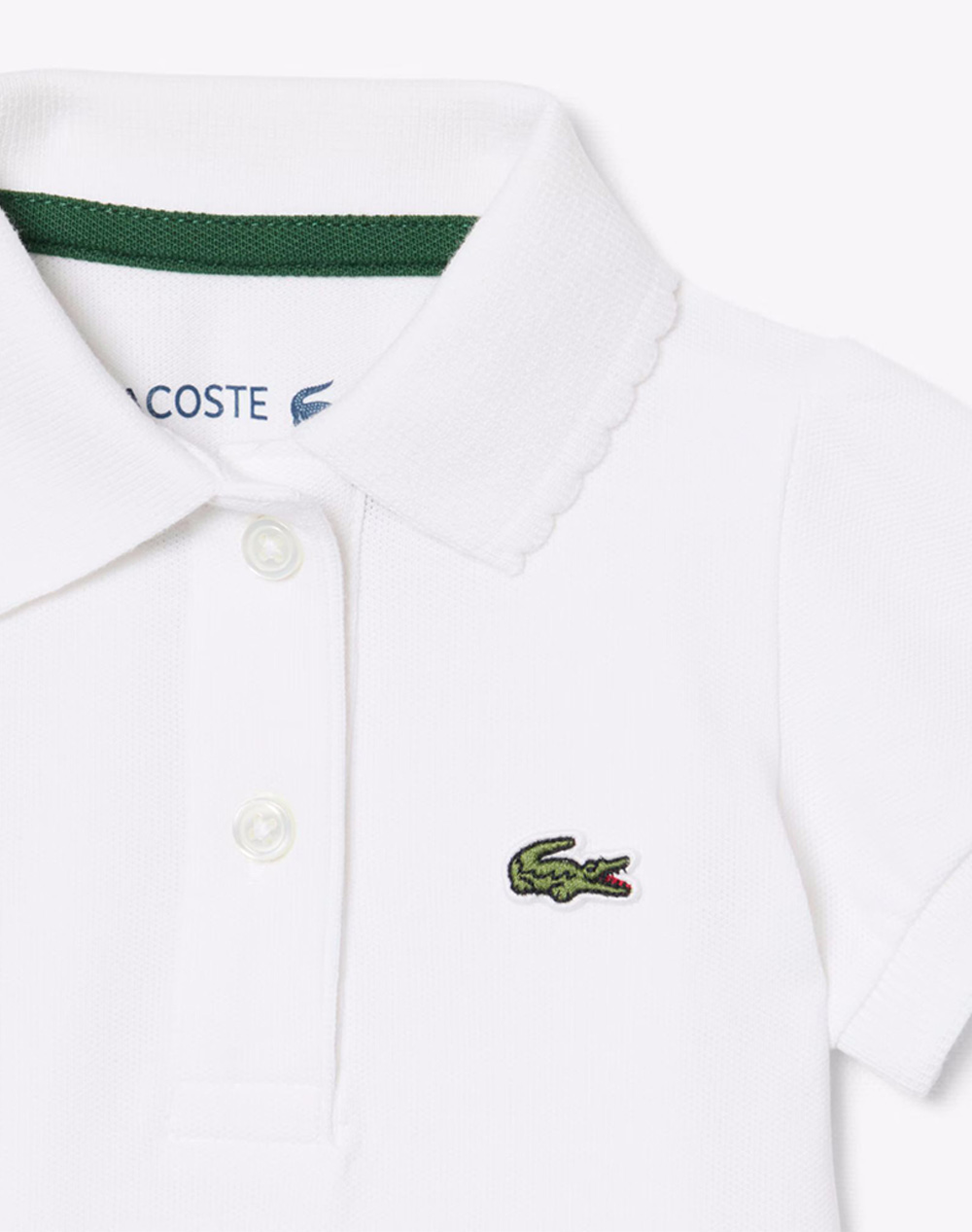 LACOSTE БЕБЕШКО ПОЛО БОДИ С КЪСИ РЪКАВИ SHIRRED SLEEVE PIQUE BODYSUIT
