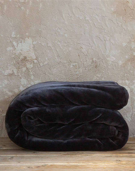 NIMA Одеяло Велурено Двойно Coperta - Black (Размери: 220x240см)