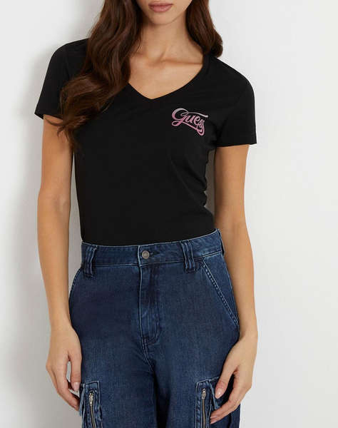 GUESS SS VN SHADED GLITTERY TEE WOMEN''S BLOUSE