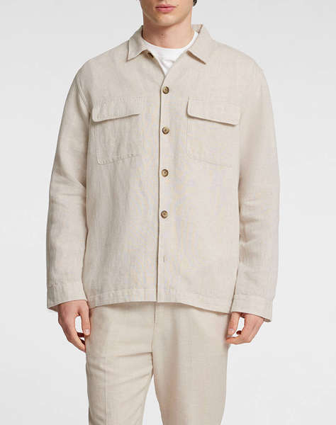 SELECTED SLH-LEROY LINEN BLEND OVERSHIRT LS NOOS