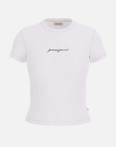 GUESS JEANS GJ SL CN EMBRO SLIM RIB TEE ДАМСКА БЛУЗА
