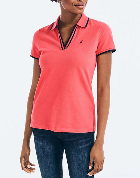 NAUTICA BLOUSE POLO ΚΜ S/S TIPPED SPLIT NECK OCEAN POLO
