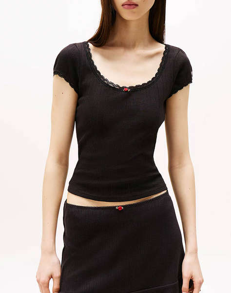 TOMMY JEANS TJW SLIM SH POINTELLE SS TEE EXT