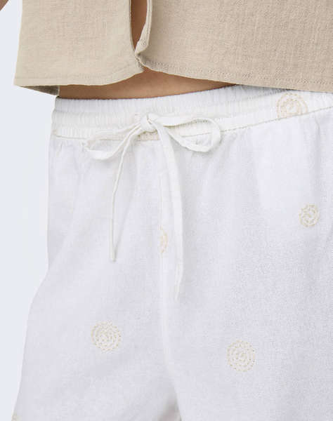 ONLY ONLCARO MW LINEN BL EMB SHORTS CC PNT