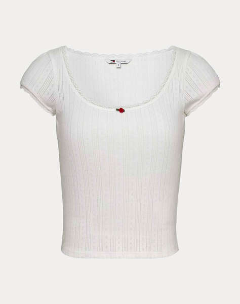 TOMMY JEANS TJW SLIM SH POINTELLE SS TEE EXT