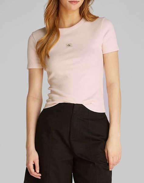CALVIN KLEIN JEANS WOVEN LABEL RIB FITTED TEE