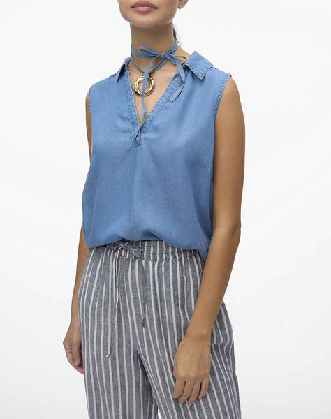 VERO MODA VMHARPER SL COLLAR SHORT TENCEL TOP GA