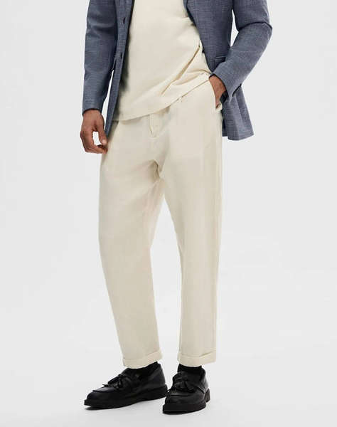 SELECTED SLH180-RELAXED CROP RON LINEN BLEND PANT