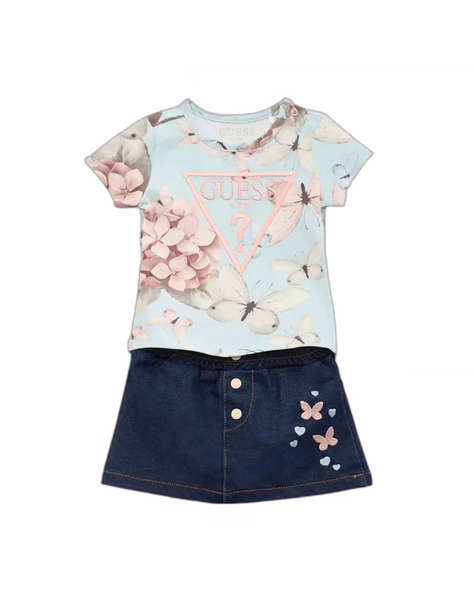 GUESS STR JERSEY_T-SHIRT + SKIRT ДЕТСКИ КОМПЛЕКТ GIRL