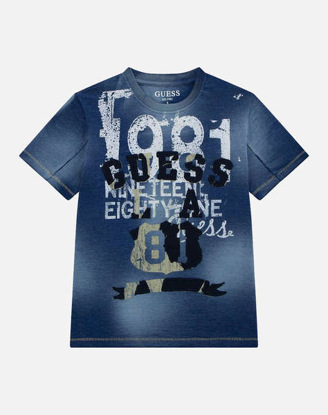 GUESS INDIGO JERSEY SS T-S - INDIGO JERSEY ACID WASH 160GSM ТЕНИСКА B