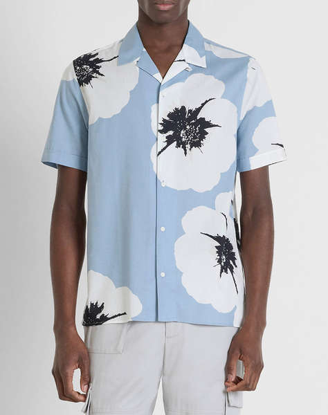 ANTONY MORATO MMSS00171FA430630 MIN OF 6 SHIRT HONOLULU REGULAR STRAIGHT FIT IN PRINTED COTTON VISCOSE BLEND FABRIC WITH LOGOED METAL BADGE РИЗА ЗА МЪЖЕ