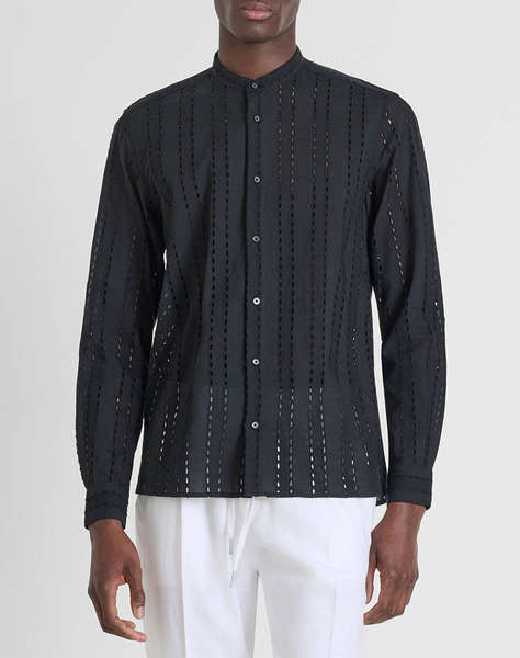 ANTONY MORATO MMSL00668FA440063 MIN OF 6 SHIRT MADRID REGULAR STRAIGTH FIT IN EMBROIDERED POPELINE COTTON FABRIC WITH LOGOED METAL BADGE РИЗА ЗА МЪЖЕ