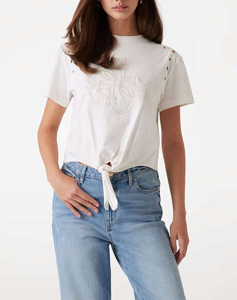 GUESS CN SS EYELET TONE ON TONE TEE ДАМСКА ТЕНИСКА