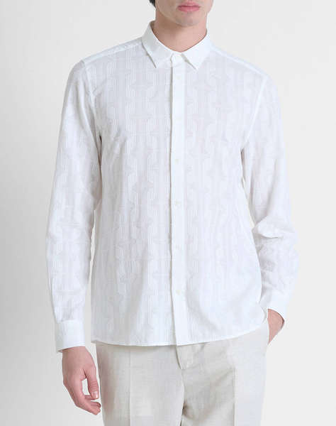 ANTONY MORATO MMSL00614FA440054 MIN OF 6 SHIRT BARCELONA REGULAR STRAIGHT FIT IN DOBBY COTTON FABRIC ABSTRACT GEOMETRIC PATTERN РИЗА ЗА МЪЖЕ