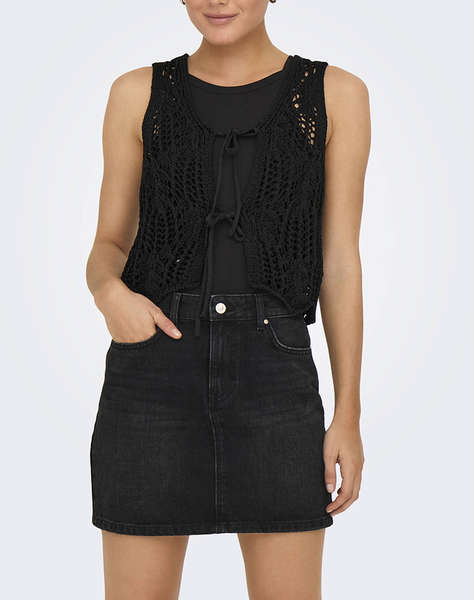 ONLY ONLLIZZY LIFE SL CROCHET TIE VEST KNT