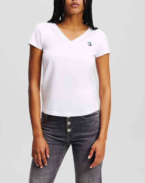 KARL LAGERFELD KLJ SLIM V-NECK TEE