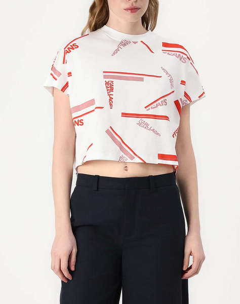 KARL LAGERFELD KLJ BOXY AOP STRIPE TEE