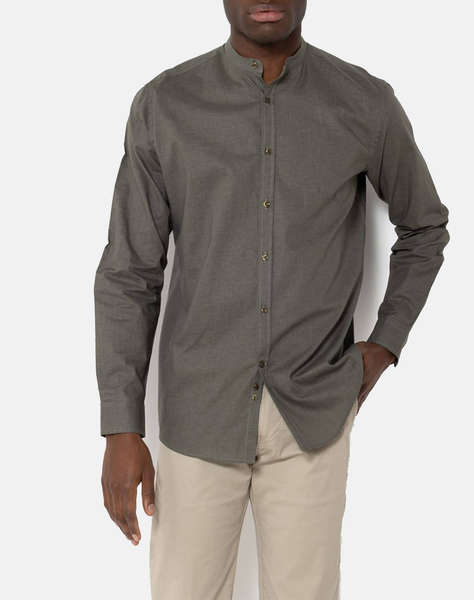 THE BOSTONIANS РИЗА ΒΑΜΒΑΚΙ ΛΙΝΟ CUSTOM FIT Plain COTTONLINEN Mao CustomFit