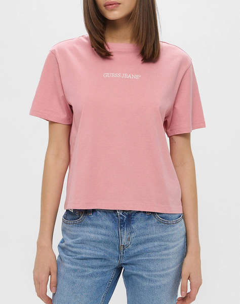 GUESS JEANS GJ SS CN BOXY EMBRO LOGO TEE ДАМСКА ТЕНИСКА