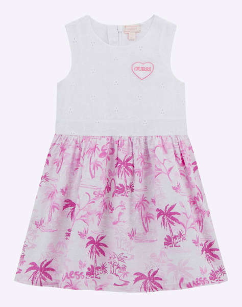 GUESS MIXED FABRIC SS DRES - SANGALLO MUSLIN GRAPES COTTON ДЕТСКА РОКЛЯ GIRL