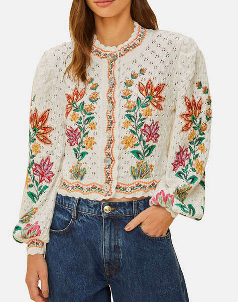 FARM RIO GARDEN DELIGHT ROSEWOOD CARDIGAN