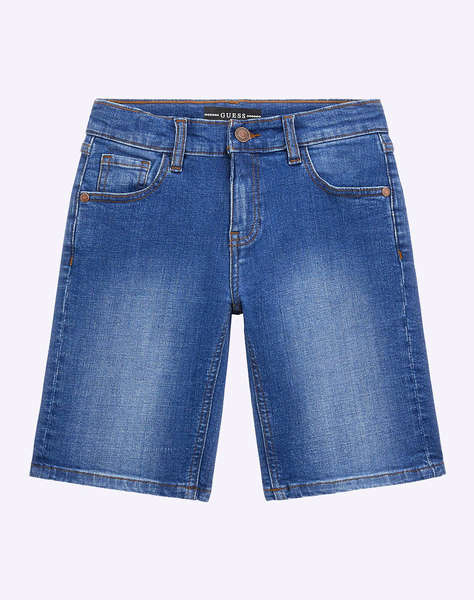 GUESS STRETCH DENIM SHORTS - CO CRISSCROSS COMFORT INDIGO КЪСИ ПАНТАЛОНИ ЗА ДЕЦА BOY