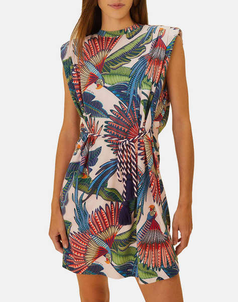 FARM RIO MACAW FLIGHT PINK MINI TSHIRT DRESS