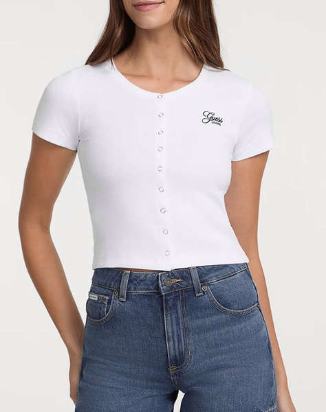 GUESS JEANS GJ SL CN SNAP EMBRO - ORG CO GUNNAR STR RIB 215 ТЕНИСКА W