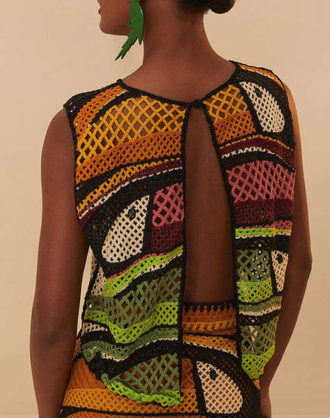 FARM RIO TOUCAN TREE CROCHET TOP