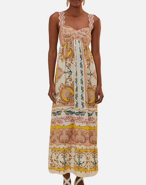 FARM RIO MARITIME MAGIC OFF-WHITE SLEEVELESS MAXI DRESS